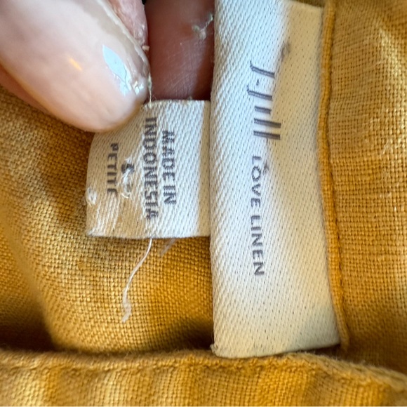 J Jill love linen shirt dress w pockets yellow/tan sz small - Picture 5 of 6